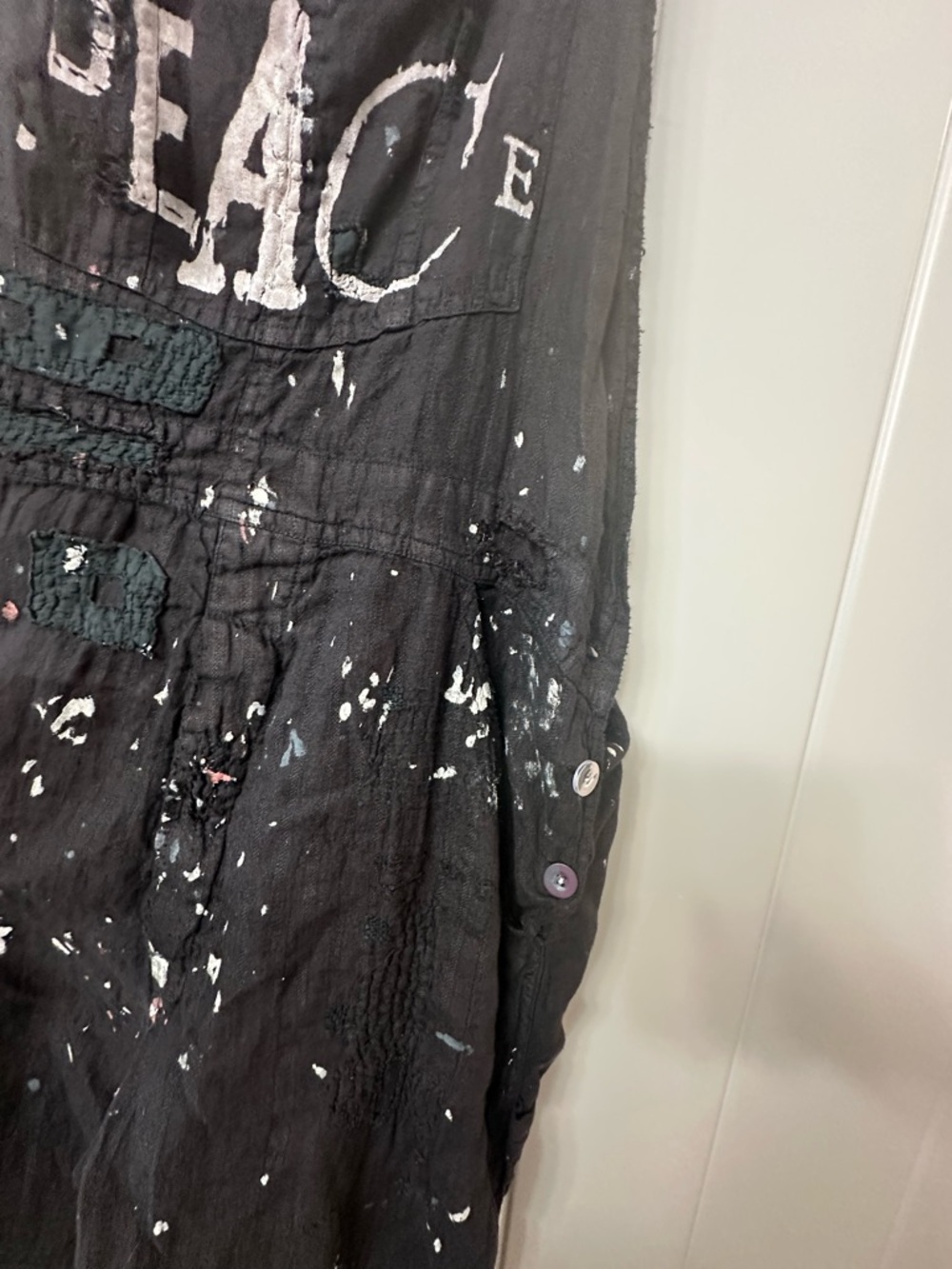 NWT Magnolia Pearl Black Peace  Paint-Splatter Overalls - Picture 8 of 13